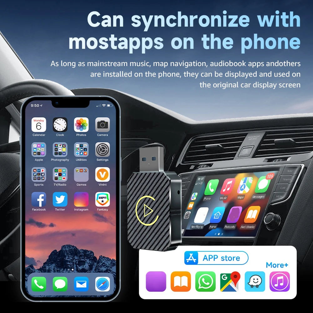 Wireless Carplay Android Auto Adapter 2 in 1 Mini Box Plug&Play Wireless Dongle BT WiFi for Wired CarPlay/Andriod Auto Cars