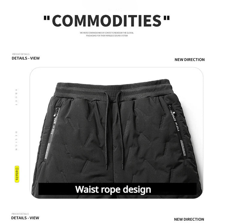 Down Pants Casual Men Pants Thickened Fleece Pants Loose Sportswear Winter Warm Clothes Men Casual Clothes