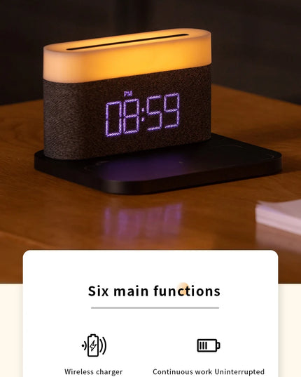 COLSUR LED Adjustable Night Light 15W Wireless Charge with Digital Alarm Clock Touch Bedside Lamp  Brightness Bedroom
