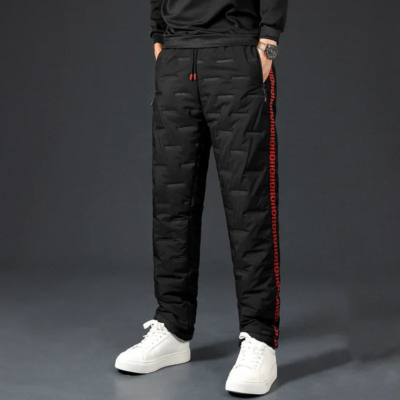 Winter Lambswool Down Pants Warm Thicken Sweatpants Men Fashion Joggers Water Proof Casual Pants Men Brand Plus Fleece Trousers
