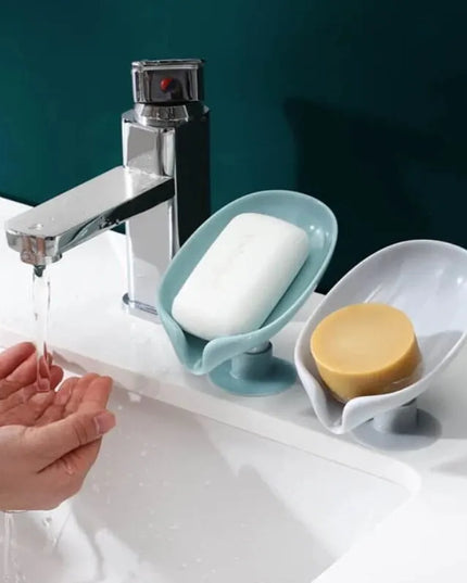 2pcs Drain Soap Holder Leaf Shape Soap Box Suction Cup Tray Drying Rack for Shower Sponge Container Kitchen Bathroom Accessories