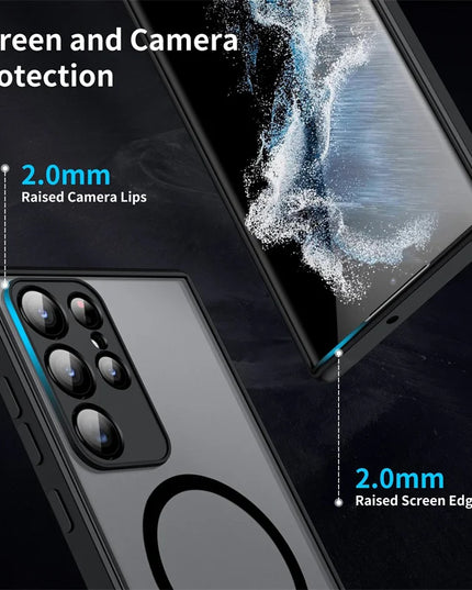 Matte Magnetic For Samsung Galaxy S24 S23 S22 S21 S20 Ultra Plus FE A54 A53 A13 Note 20 10 5G Case Frosted Wireless Charge Cover