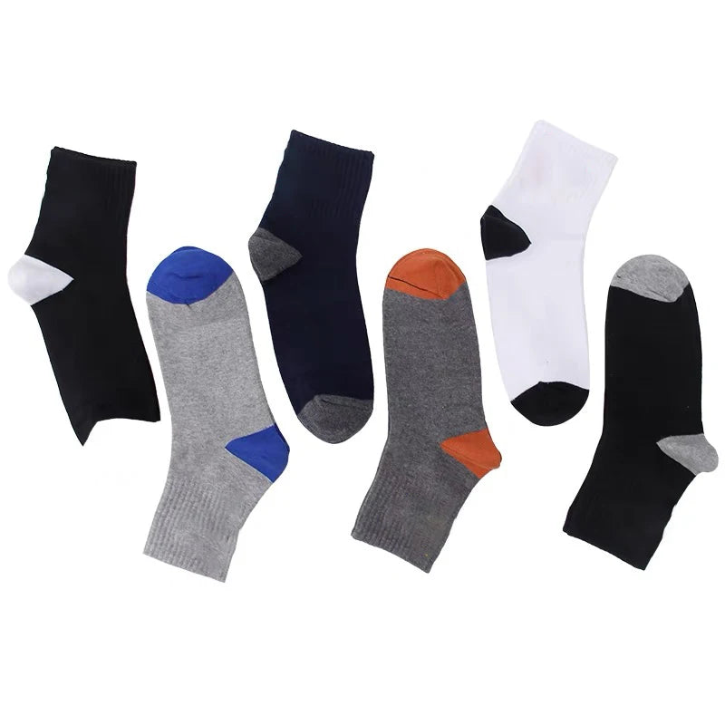 6pairs Men's Cotton Sweat Absorbing Embroidered Crest Athletic Socks, Ankle Socks