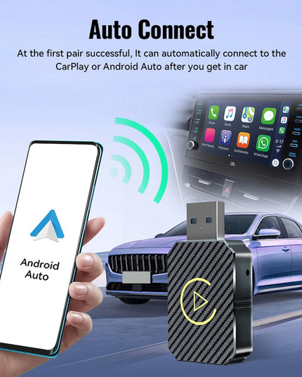 Wireless Carplay Android Auto Adapter 2 in 1 Mini Box Plug&Play Wireless Dongle BT WiFi for Wired CarPlay/Andriod Auto Cars