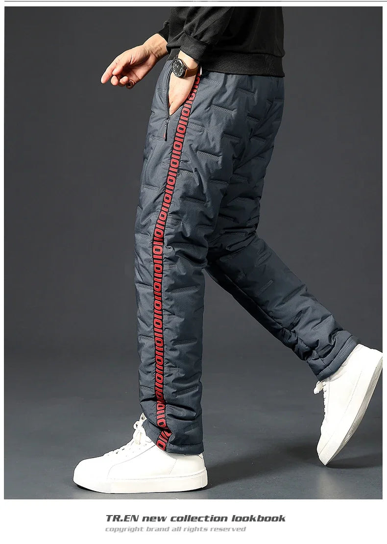 Winter Lambswool Down Pants Warm Thicken Sweatpants Men Fashion Joggers Water Proof Casual Pants Men Brand Plus Fleece Trousers