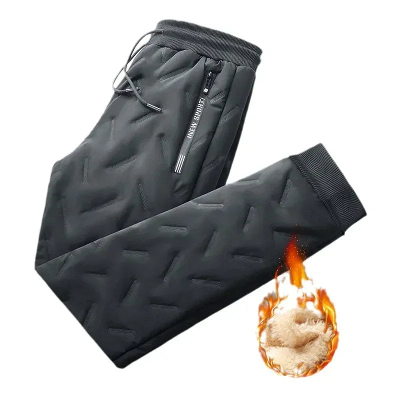 Winter Down Cotton Pants Men's Outdoor Plush Thick Velvet Warm Sports Pants Lambswol Casual Waterproof Windproof Ski Pants 7XL