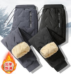 Winter Down Cotton Pants Men's Outdoor Plush Thick Velvet Warm Sports Pants Lambswol Casual Waterproof Windproof Ski Pants 7XL