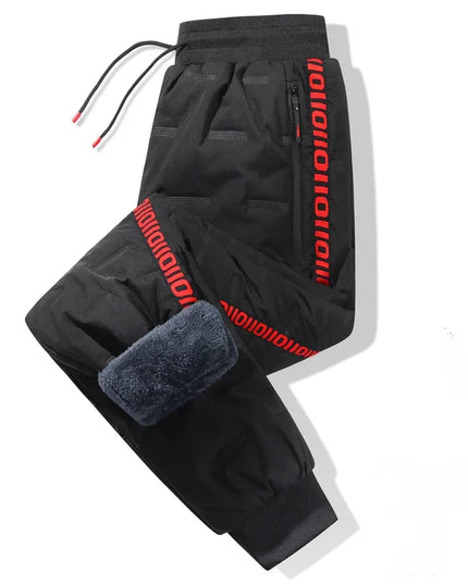 Winter Lambswool Down Pants Warm Thicken Sweatpants Men Fashion Joggers Water Proof Casual Pants Men Brand Plus Fleece Trousers