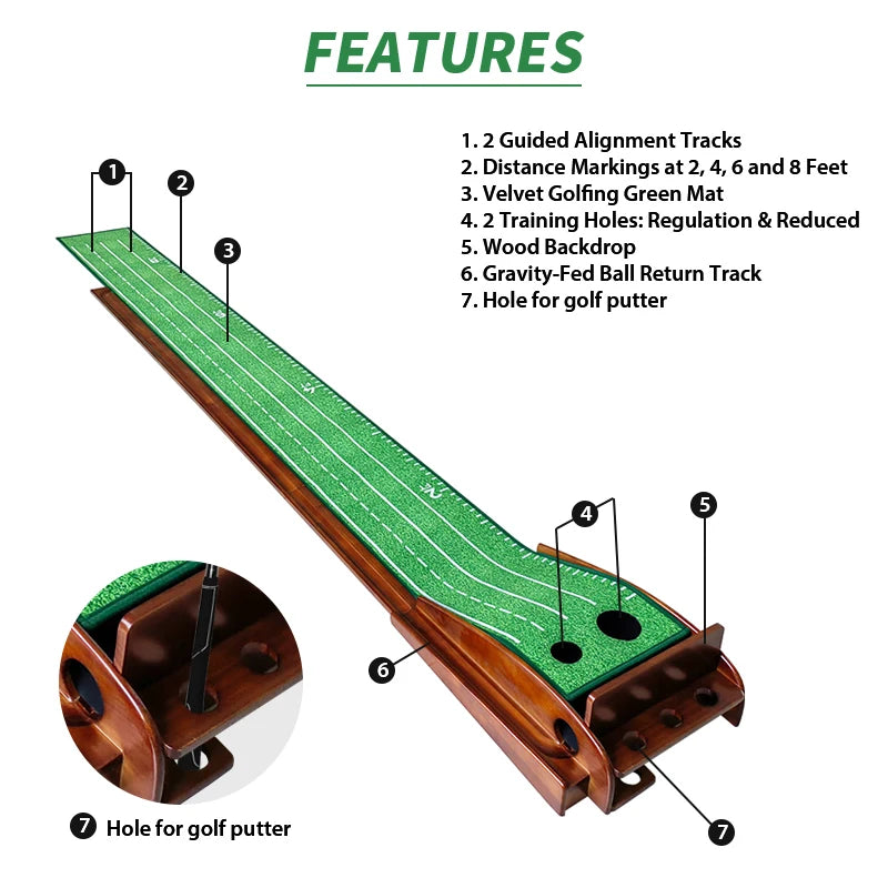 Golf Putting Set Putting Green Indoor Newly Office Golf Practice Putting Mat With Automatic Ball Return Track For Mini Games