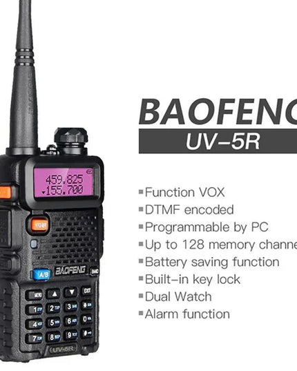 2pcs BAOFENG UV-5R 5W 8W High Power Dual Band Two Way Radio Long Range Handheld Portable Walkies Talkies For Hunting