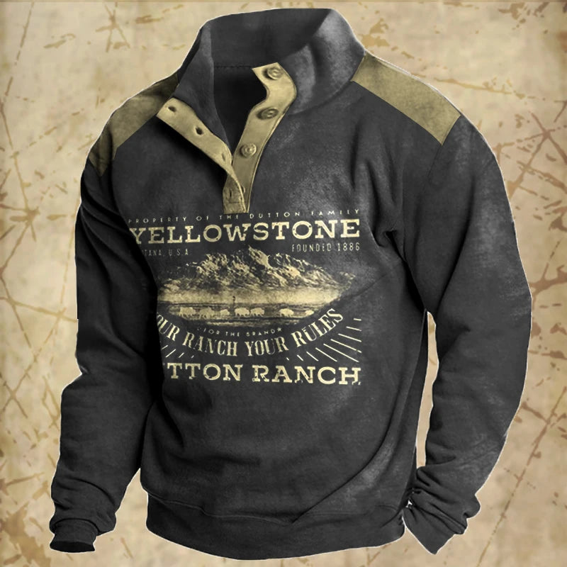 Vintage Men's Hoodies Autumn Long Sleeved Street Button Pullover Oversized Clothing For Men Sweatshirt Fashion Casual Hoodie