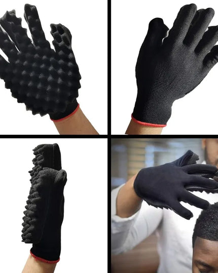 4Pcs Hair Curly Sponge Gloves Magic Curly Barber Curling Twist Sponge Gloves Brush Hair Brush Sponges for Black Men