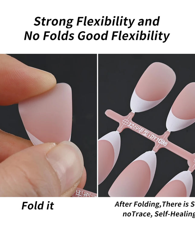 150Pcs Medium Almond French False Nails Matte Nude/Pink Soft Gel White French Press On Nails 0.75-2.6cm ABS Artificial Nail Tips