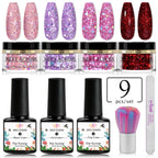 5g Dipping Nail Powder Set Red Nail Glitter Dipping System Kit For Manicure Nail Art Decorations Natural Dry Without Lamp Cure