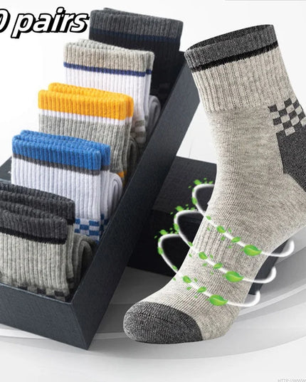 5Pairs Breathable Cotton Sports Stockings Men Bamboo Fiber Autumn and Winter Men Socks Sweat Absorption Deodorant Business Sox