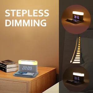 COLSUR LED Adjustable Night Light 15W Wireless Charge with Digital Alarm Clock Touch Bedside Lamp  Brightness Bedroom