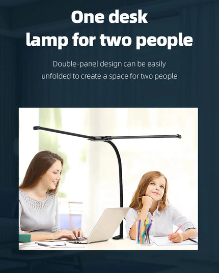 Desk Lamps Double Head LED Stepless Dimmable Led USB Table Lamp for Office Study Reading Lighting Fixture Computer Monitor Light