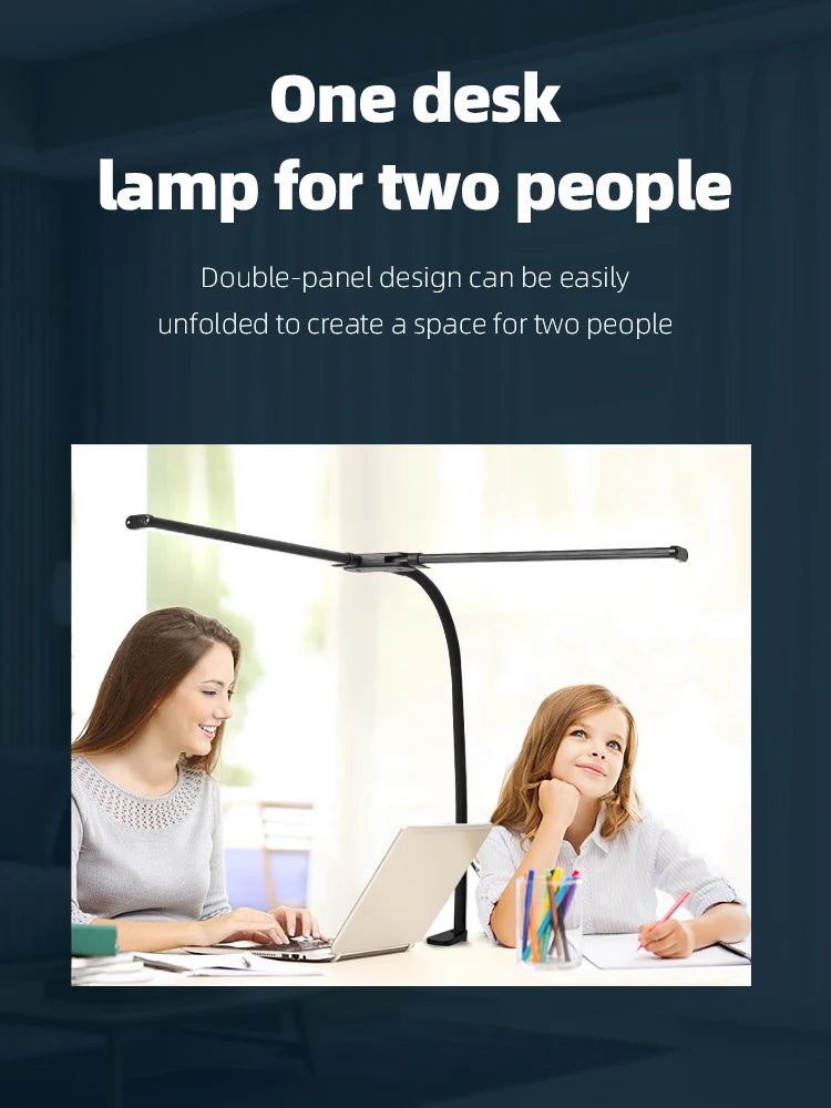 Desk Lamps Double Head LED Stepless Dimmable Led USB Table Lamp for Office Study Reading Lighting Fixture Computer Monitor Light