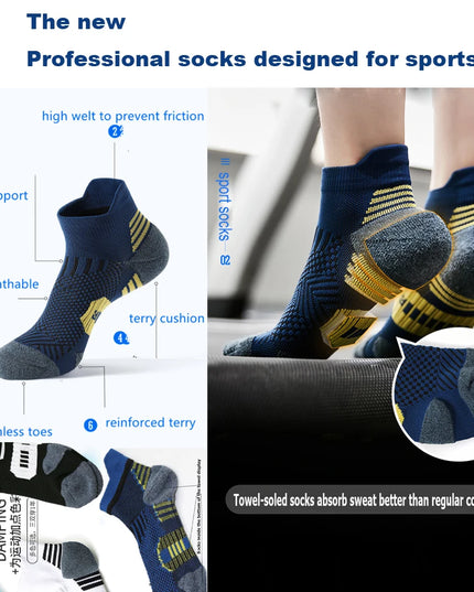 3Pair Professional Fitness Sports Socks Towel Bottom Non-Slip Running Socks Men Women Short Quick-Drying Basketball Training Sox