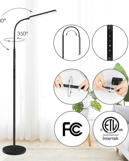 LED Floor Lamp, Bright 15W Floor Lamps for Living Room with 1H Timer, Stepless Adjustable 3000K-6000K Colors & Brightness