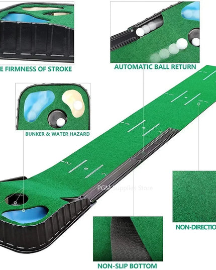 PGM Golf Indoor Putting Mat Putter Trainer Green Carpet Practice Set Ball Return Mats