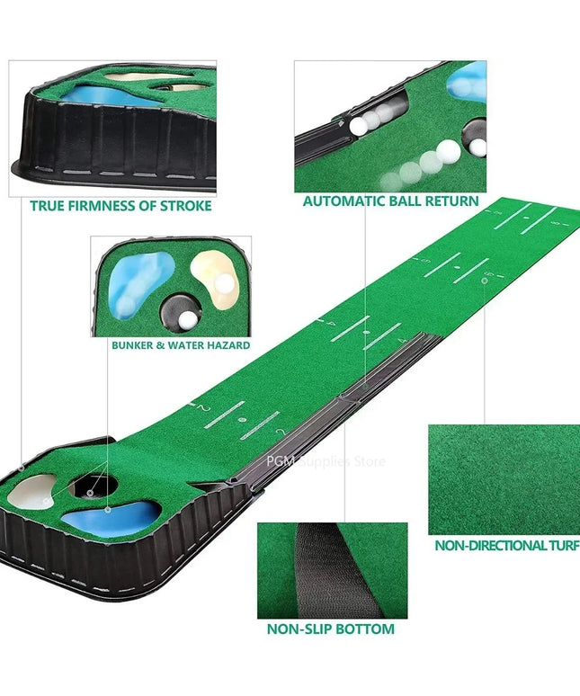 PGM Golf Indoor Putting Mat Putter Trainer Green Carpet Practice Set Ball Return Mats