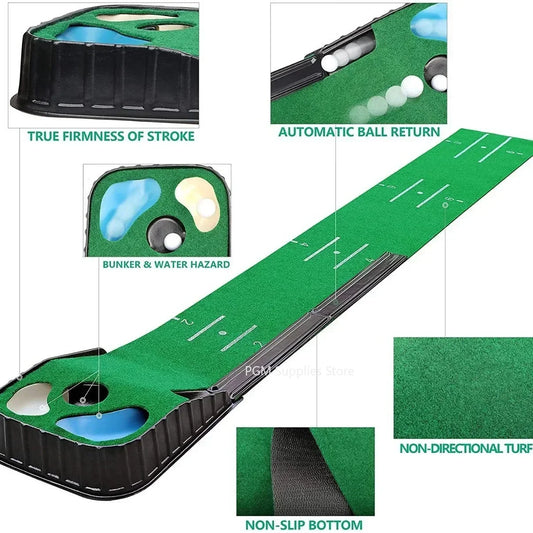 PGM Golf Indoor Putting Mat Putter Trainer Green Carpet Practice Set Ball Return Mats