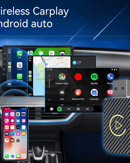 Wireless Carplay Android Auto Adapter 2 in 1 Mini Box Plug&Play Wireless Dongle BT WiFi for Wired CarPlay/Andriod Auto Cars