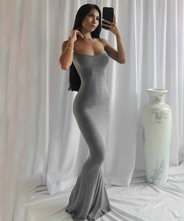Satin Slip Sleeveless Backless Maxi Dress Women 2023 Summer Bodycon Elegant Sexy Outfits Ladies Birthday Party Club Sundress