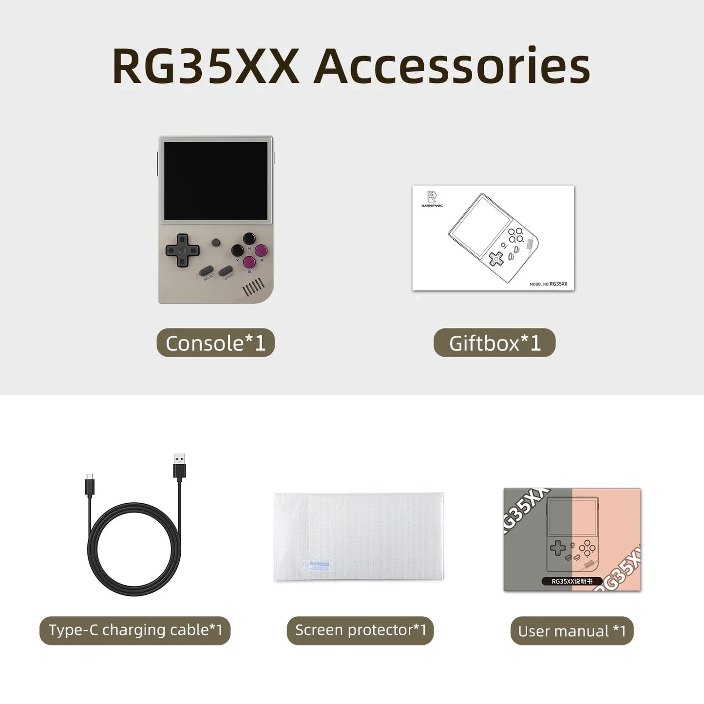 RG35XX Handheld Game Console 3.5 inch IPS Screen Linux System 64G/128G TF Card Built-in 5470+ Games Miyoo Handheld Game Player