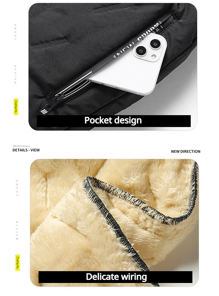 Down Pants Casual Men Pants Thickened Fleece Pants Loose Sportswear Winter Warm Clothes Men Casual Clothes