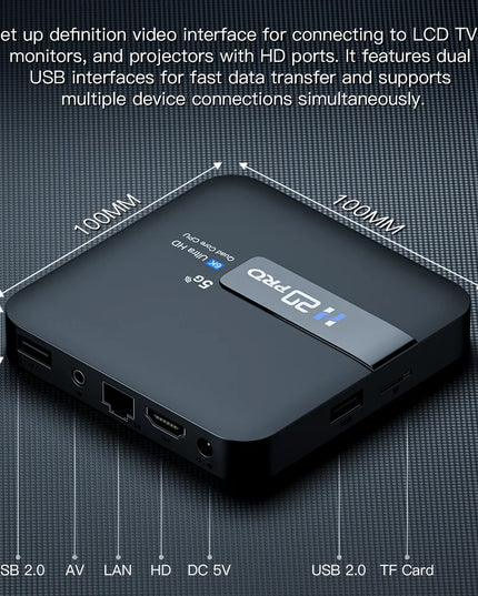 H20PRO Android TV Box Android 10.0 2GB 16GB 2.4&5G WIFI 4K Media Player TV Box Android Play Store Very Fast 1080P Set Top Box