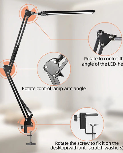 Desk Lamps Double Head LED Stepless Dimmable Led USB Table Lamp for Office Study Reading Lighting Fixture Computer Monitor Light