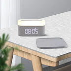 COLSUR LED Adjustable Night Light 15W Wireless Charge with Digital Alarm Clock Touch Bedside Lamp  Brightness Bedroom