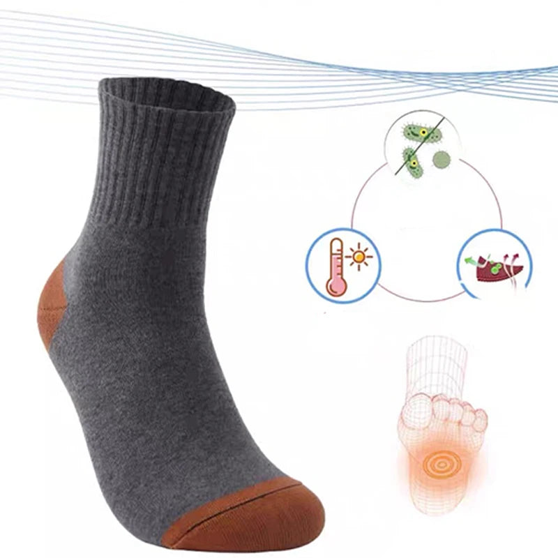 6pairs Men's Cotton Sweat Absorbing Embroidered Crest Athletic Socks, Ankle Socks