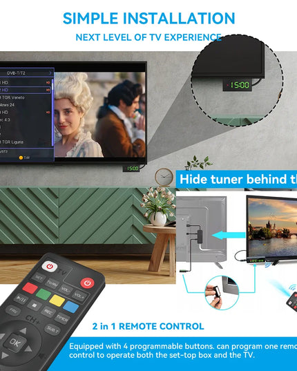 UBISHENG U3mini DVB T2 DVB C Digital TV Decoder HD Free TV Channels 7Days EPG TV Tuner for Spain France Itlay Columbia ect