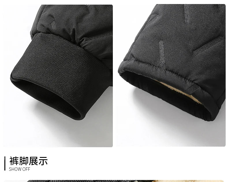 Winter Down Cotton Pants Men's Outdoor Plush Thick Velvet Warm Sports Pants Lambswol Casual Waterproof Windproof Ski Pants 7XL