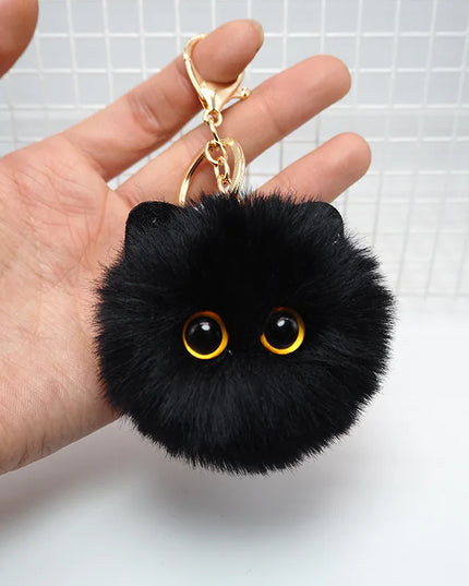 New Blush Black Briquette Cat Hand Plush Doll Keychain Pendant Girly Heart School Bag Pendant