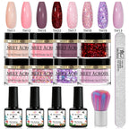 5g Dipping Nail Powder Set Red Nail Glitter Dipping System Kit For Manicure Nail Art Decorations Natural Dry Without Lamp Cure