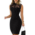 Glitter Contrast Lace Party Dress