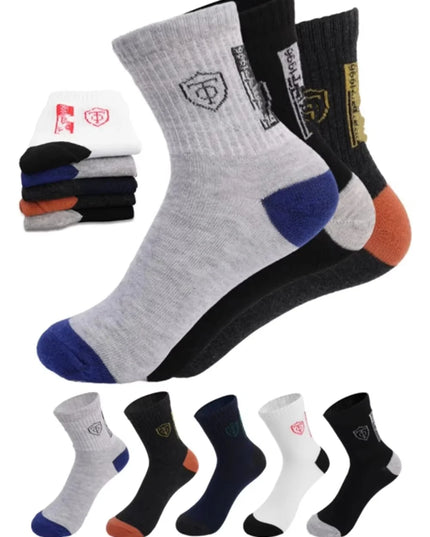 5Pairs Breathable Cotton Sports Stockings Men Bamboo Fiber Autumn and Winter Men Socks Sweat Absorption Deodorant Business Sox