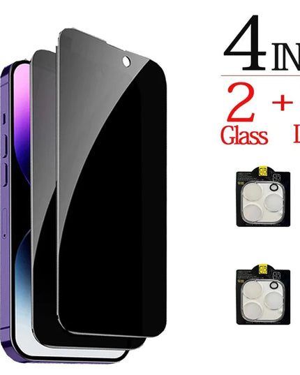 Anti-Spy Glass For iPhone 16 15 14 13 Pro Max Privacy Screen Protectors & Camera Protection Film For iPhone15 12 11 Pro mica