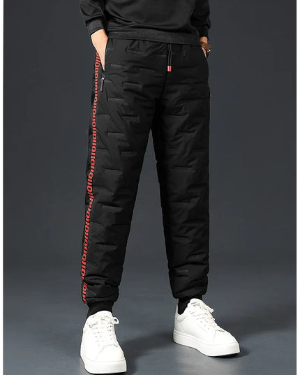 Winter Lambswool Down Pants Warm Thicken Sweatpants Men Fashion Joggers Water Proof Casual Pants Men Brand Plus Fleece Trousers