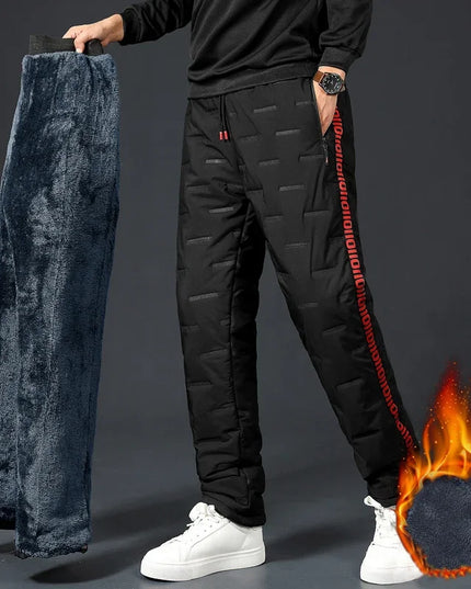 Winter Lambswool Down Pants Warm Thicken Sweatpants Men Fashion Joggers Water Proof Casual Pants Men Brand Plus Fleece Trousers