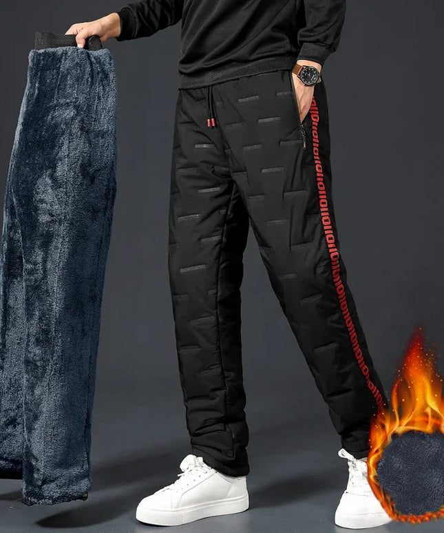 Winter Lambswool Down Pants Warm Thicken Sweatpants Men Fashion Joggers Water Proof Casual Pants Men Brand Plus Fleece Trousers