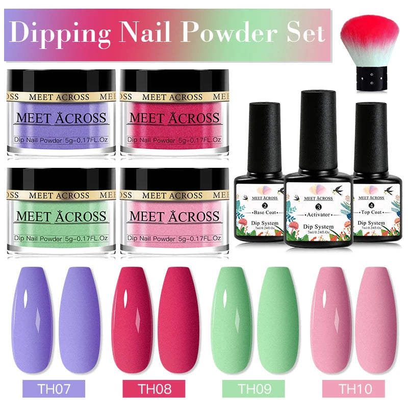 5g Dipping Nail Powder Set Red Nail Glitter Dipping System Kit For Manicure Nail Art Decorations Natural Dry Without Lamp Cure