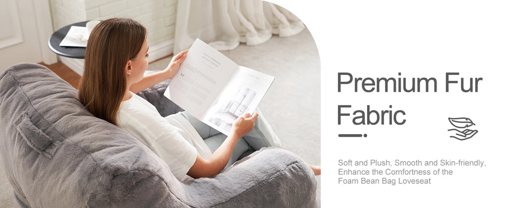 Bean Bag Sofa Chairs for Adults Comfy Bean Bag Sofa Fluffy Beanbag Chair Plush Chair Big Bubble Foam Sofa with Filler