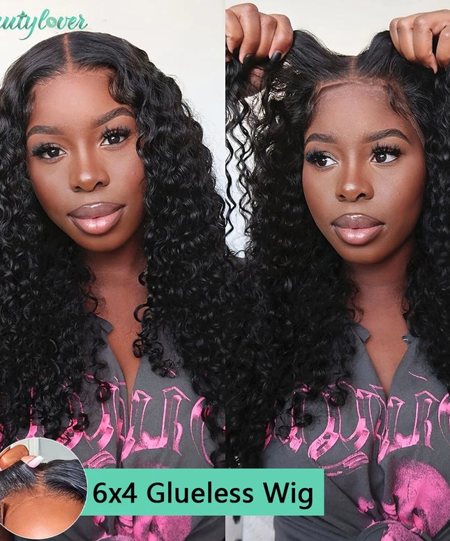 30 Inch Water Wave Glueless Wig Human Hair Ready To Wear 6X4 Glueless Wigs Human Hair Brazilian Human Hair Wigs PreCut For Women