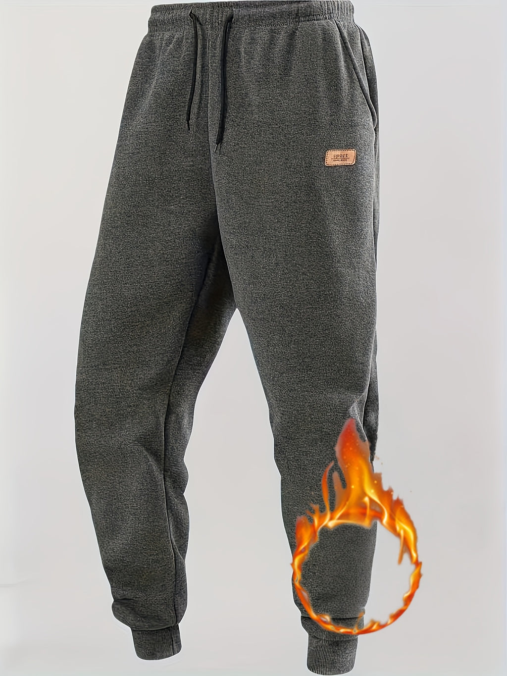 Men's 4-Color Options Compatible Sweatpants - Stretch Knit Joggers with Drawstring Waist, Belt-Like Design | Solid Color Options Black, Gray, Navy, White | Elastic Cuffs and Smooth Legs, Suitable for Gym, Casual, Casual Attir