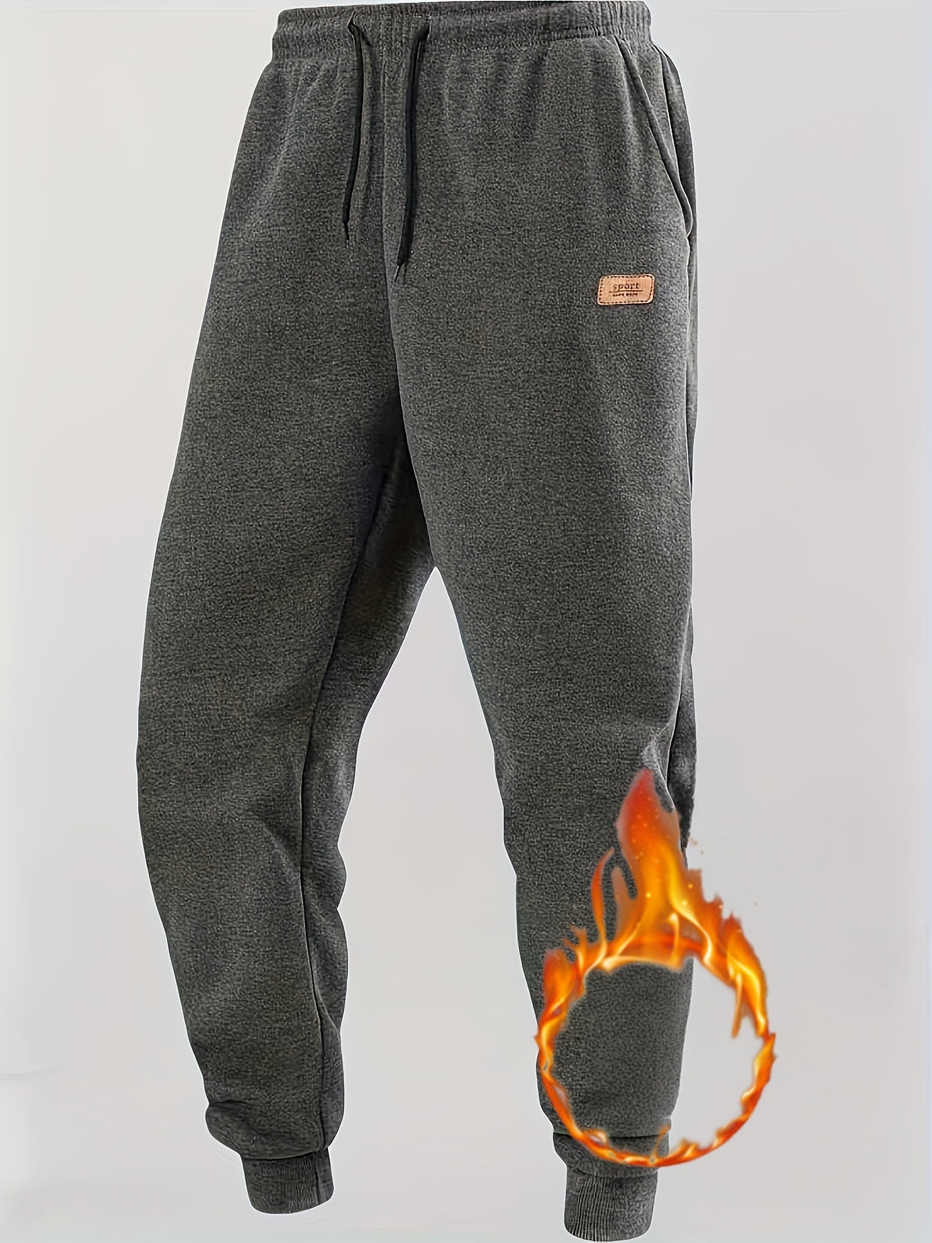 Men's 4-Color Options Compatible Sweatpants - Stretch Knit Joggers with Drawstring Waist, Belt-Like Design | Solid Color Options Black, Gray, Navy, White | Elastic Cuffs and Smooth Legs, Suitable for Gym, Casual, Casual Attir